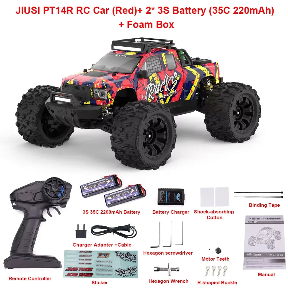 JIUSI Brushless MT14R RC Car 80kmh 4WD Racing Truck