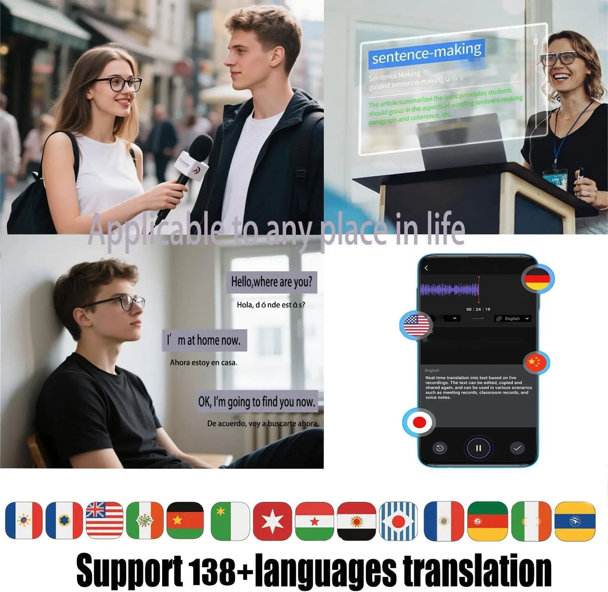 Giinova AI Translation Smart Glasses Real Time Language Translation