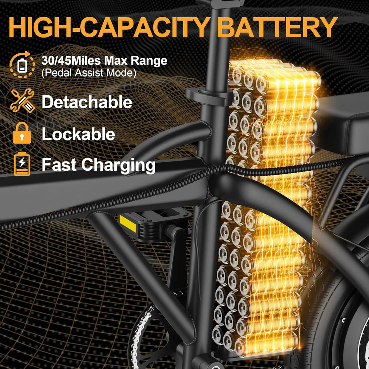 Ladped Foldable Electric Bike 500W 48V Two Seats 22 MPH