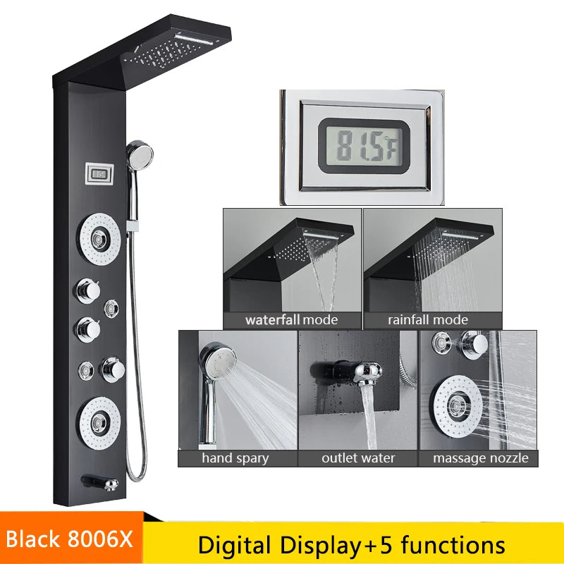Senlesen LED Light Shower Panel Waterfall Rain Digital Display System
