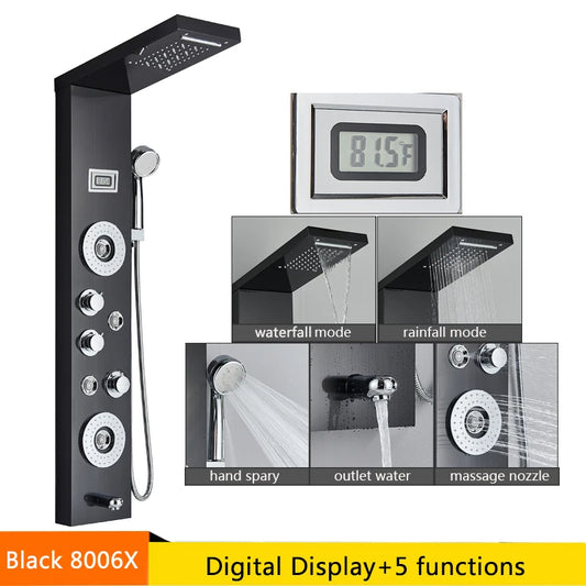 Senlesen LED Light Shower Panel Waterfall Rain Digital Display System
