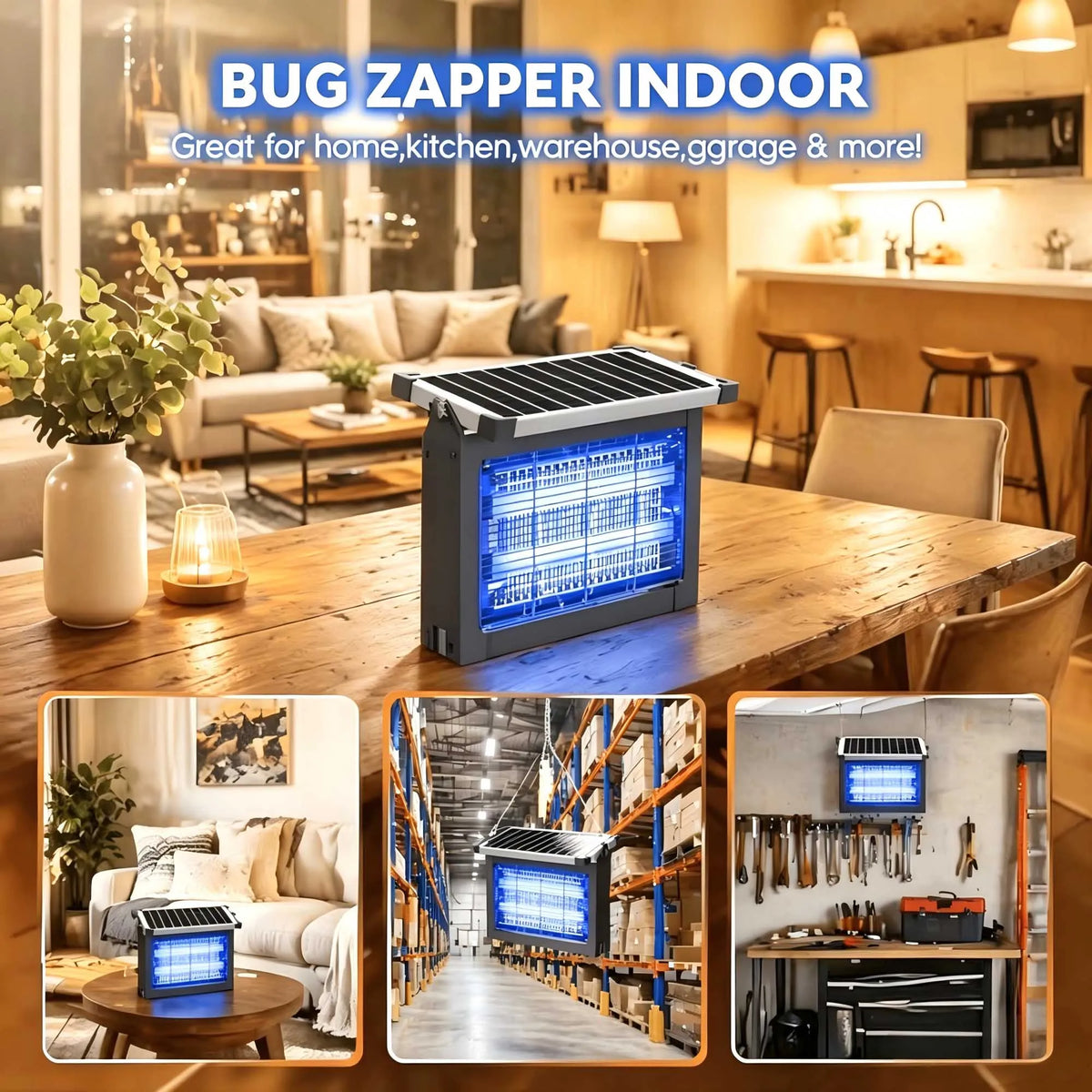 Solar Bug Zapper 4500V Outdoor Waterproof Panel Sensor Garden Patio