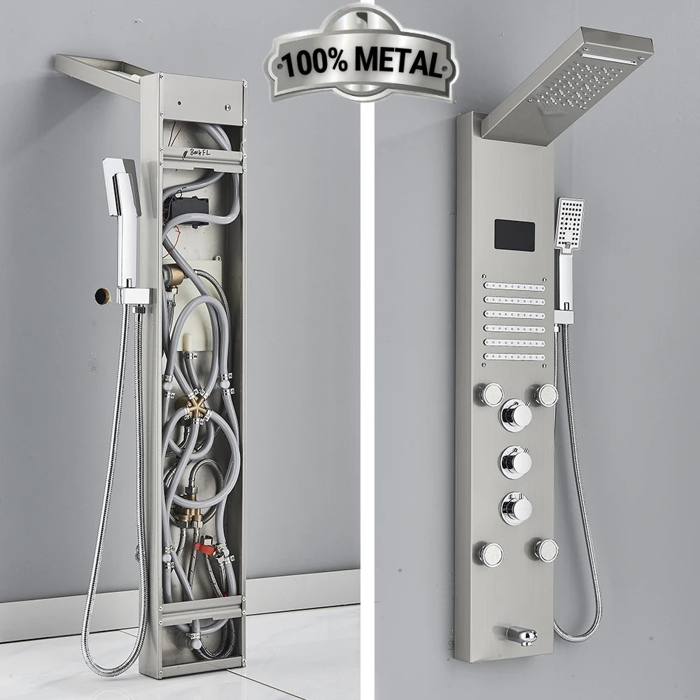 SHBSHAIMY Shower Panel Tower System Rainfall Spa Massage Temperature Screen