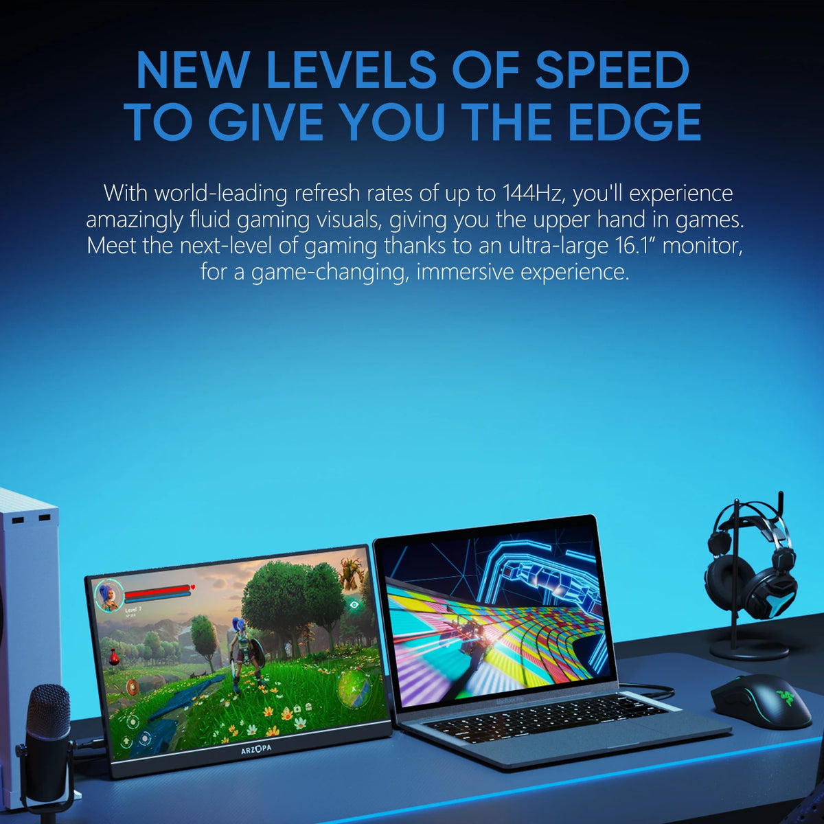 ARZOPA Portable Gaming Monitor 144Hz IPS FHD Second Screen