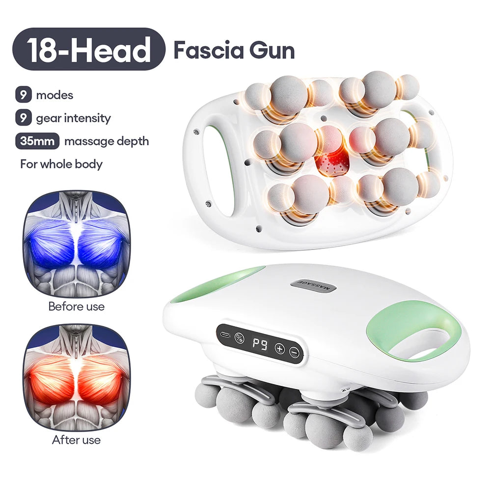 Foreverlily 18-Head Fascia Gun High Frequency Massager Red Light