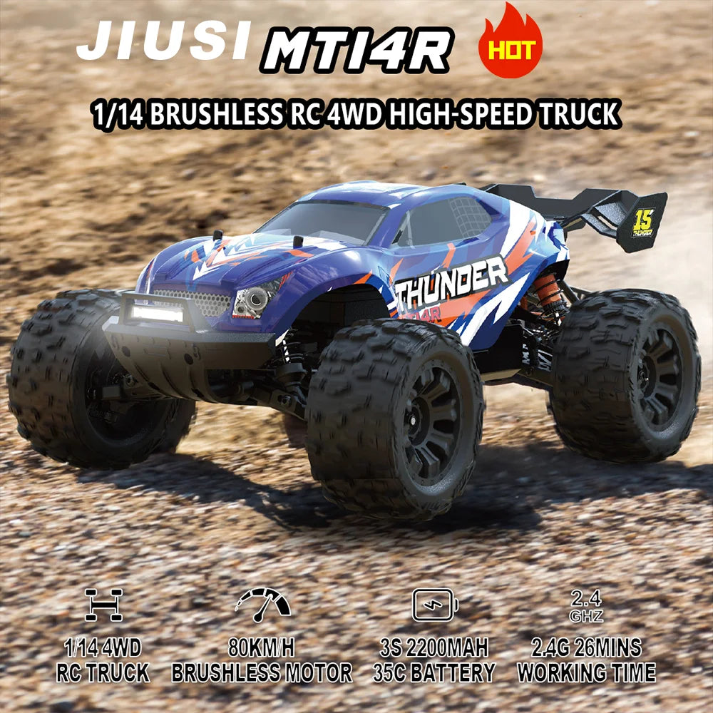 JIUSI Brushless MT14R RC Car 80kmh 4WD Racing Truck