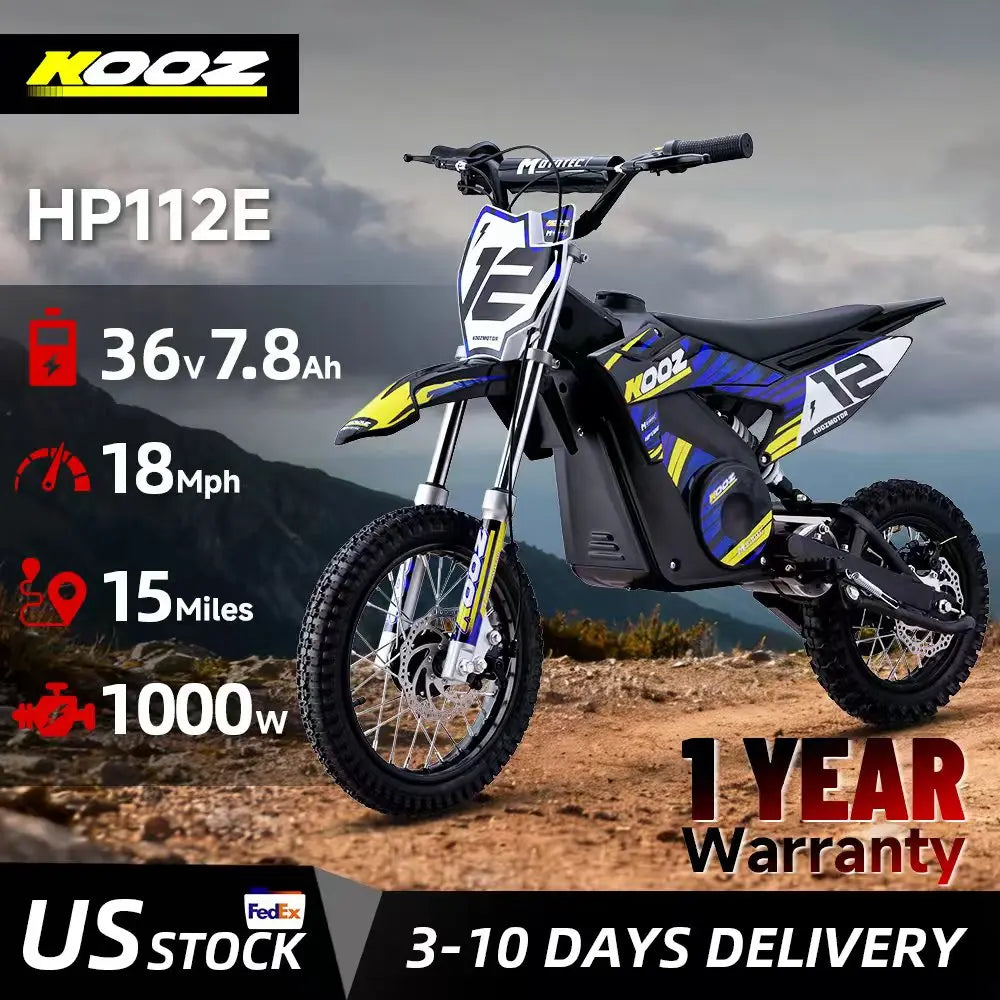 KOOZ HP112E 36V 1000W Electric Dirt Bike For Kids 3-Speed