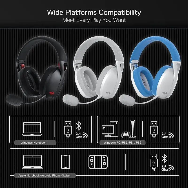 Redragon H848 Wireless Bluetooth Gaming Headset With 7.1 Surround Sound