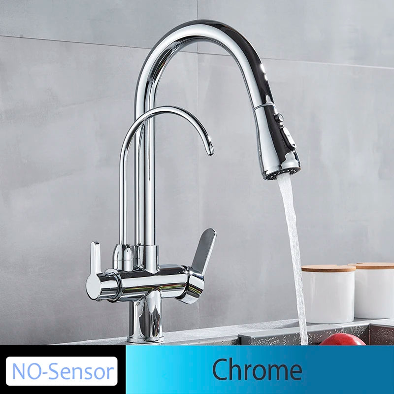 Onyzpily Kitchen Faucet No Sensor With Pull Out Spray Dual Handle