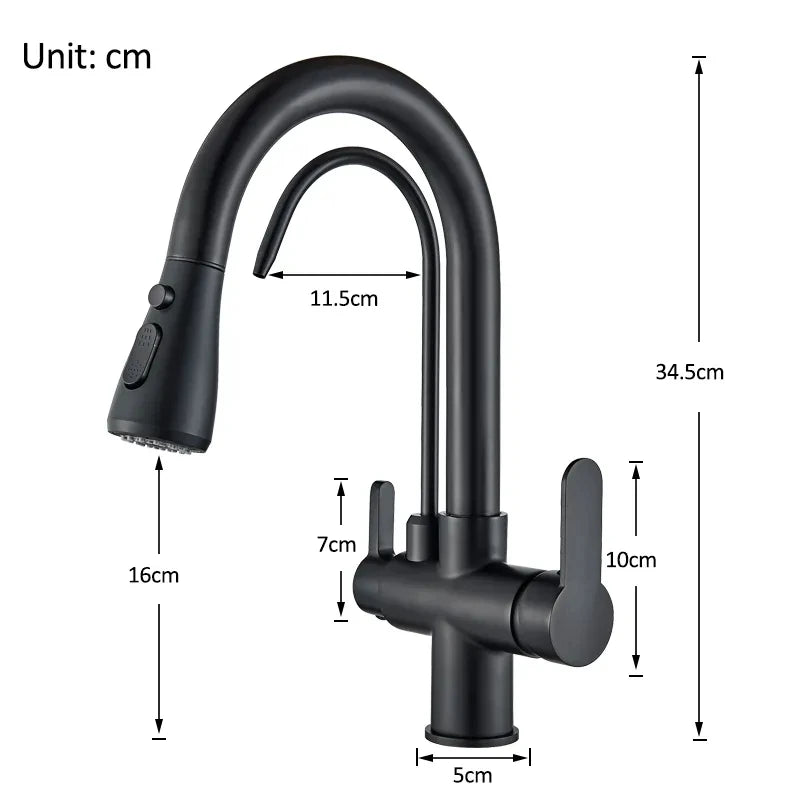 Onyzpily Kitchen Faucet No Sensor With Pull Out Spray Dual Handle