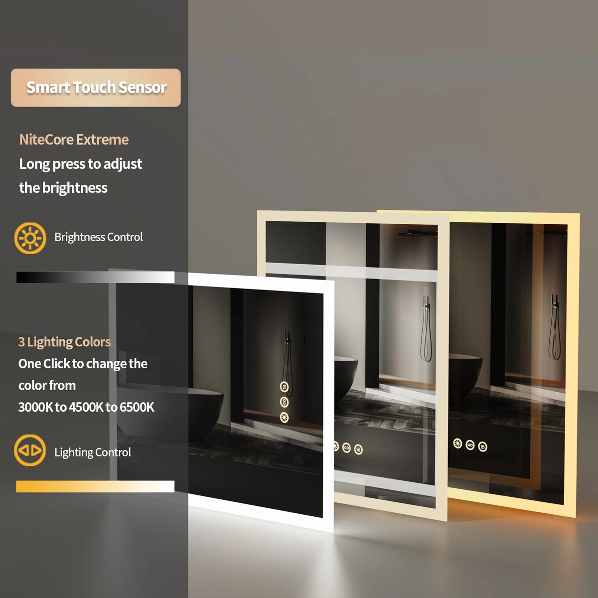 Wisfor LED Lighted Bathroom Mirror With Antifog Memory Function