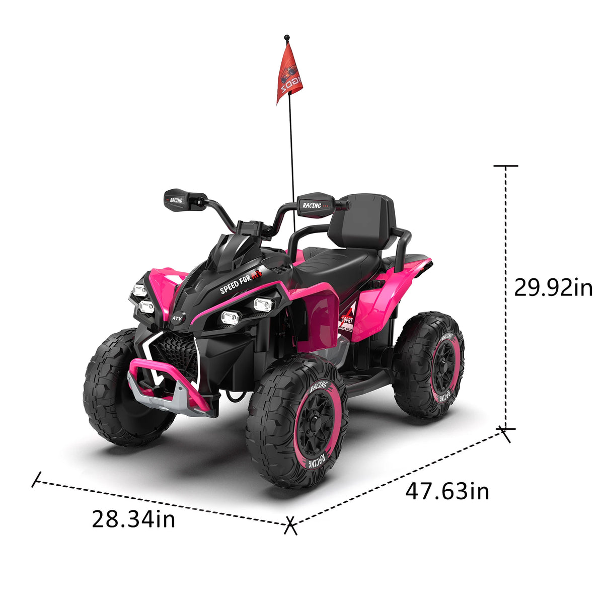 Kids 24V Ride On ATV With Remote And Bluetooth Music