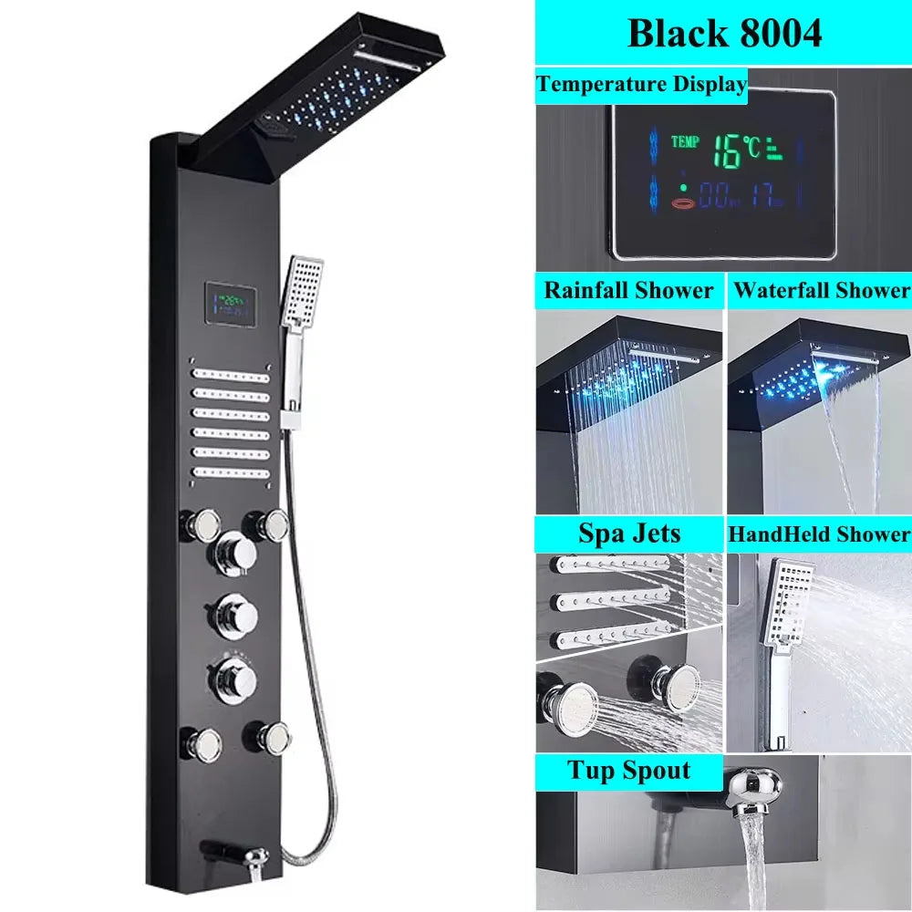 SHBSHAIMY Shower Panel Tower System Rainfall Spa Massage Temperature Screen