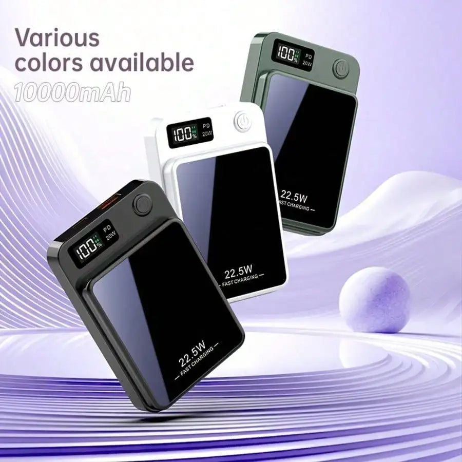 Portable Magnetic 10000mAh Wireless Power Bank LED Display