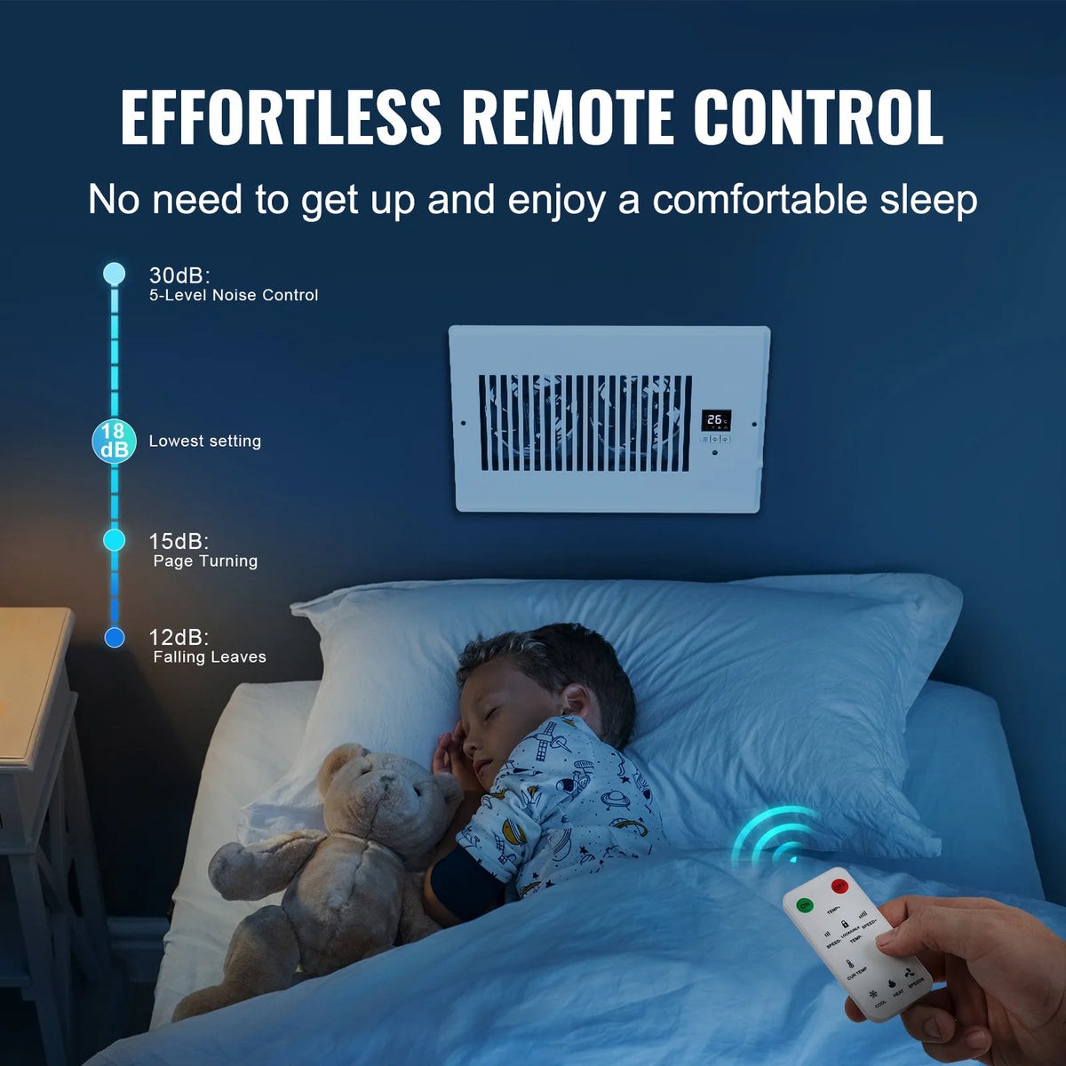 SucceBuy Register Booster Fan Quiet Vent With Remote Control Thermostat