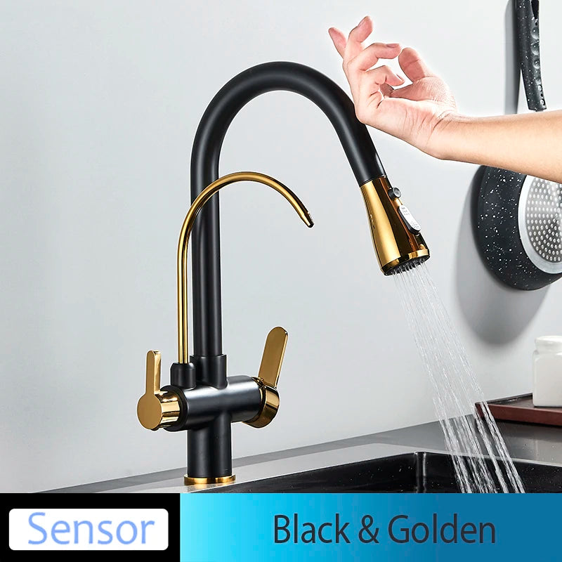 Onyzpily Kitchen Faucet No Sensor With Pull Out Spray Dual Handle