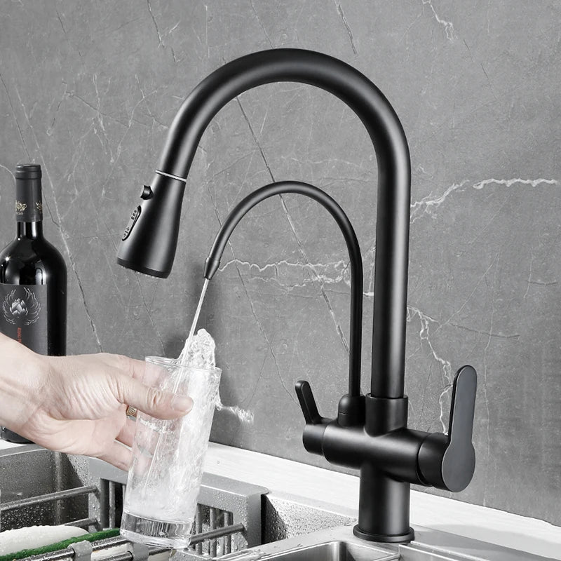 Onyzpily Kitchen Faucet No Sensor With Pull Out Spray Dual Handle