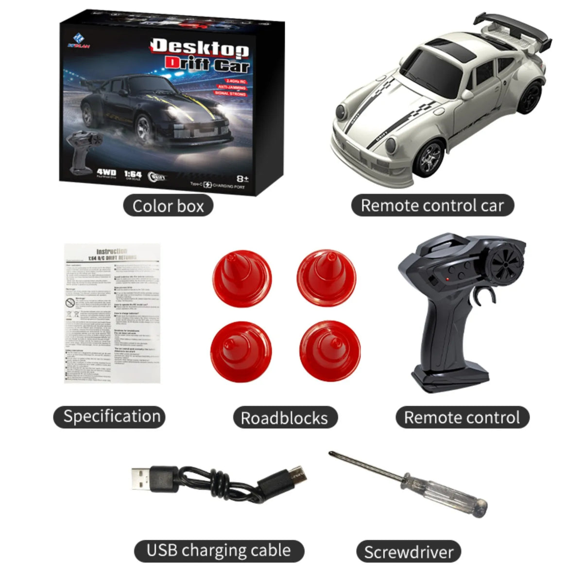 Fremego 4WD RC Drift Car 2.4G Remote Control Vehicle