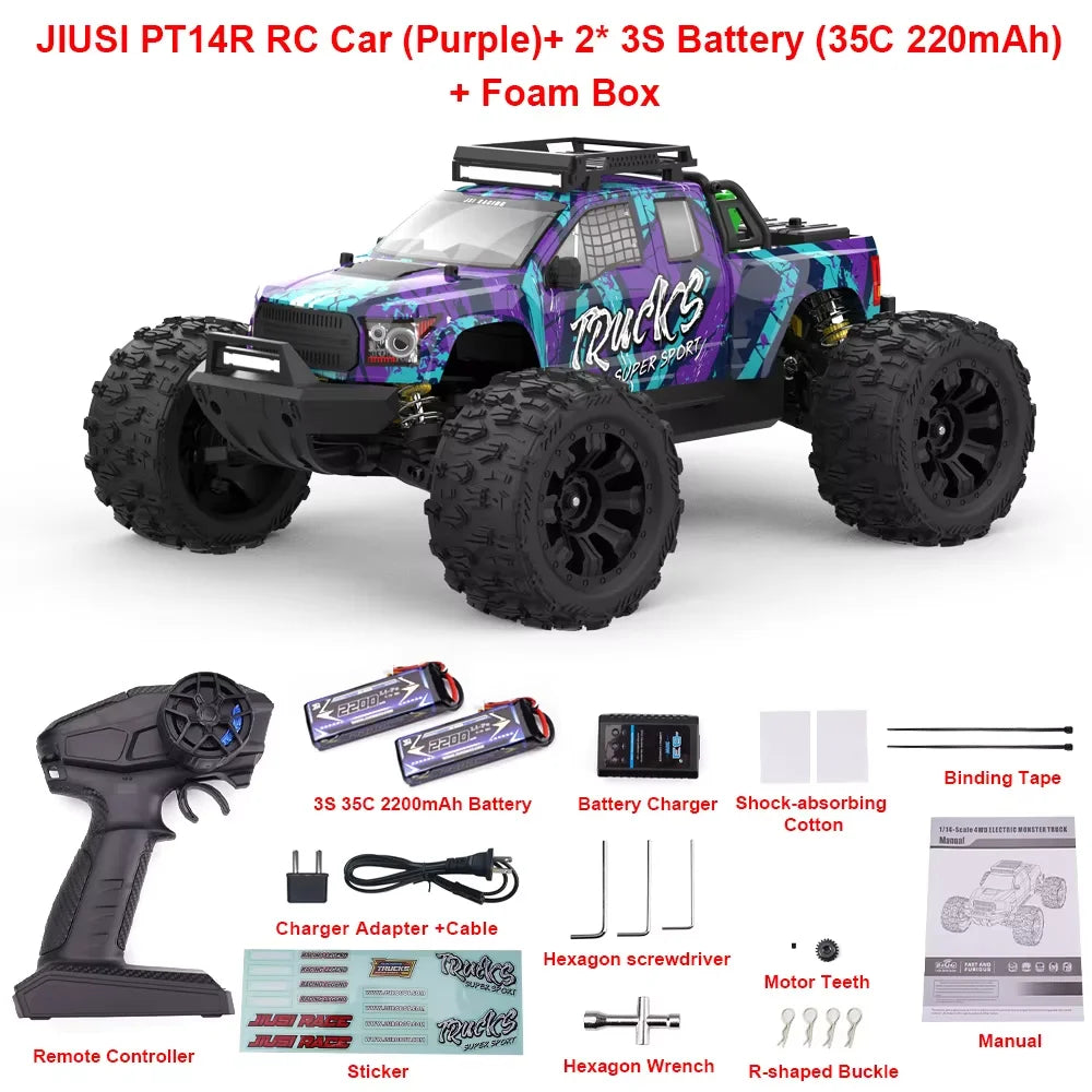 JIUSI Brushless MT14R RC Car 80kmh 4WD Racing Truck