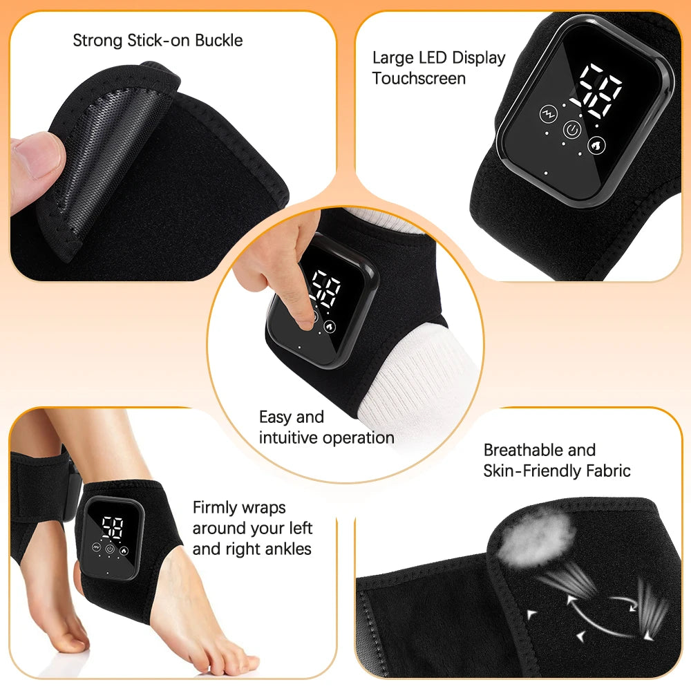 AFDEAL Electric Foot Massager Heat Wrap With Ankle Support Vibration