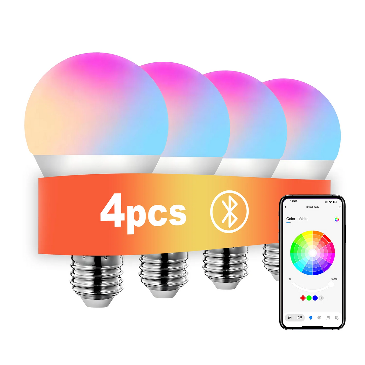 Smeileas RGBCW Smart Bulbs with Music Sync and App Control