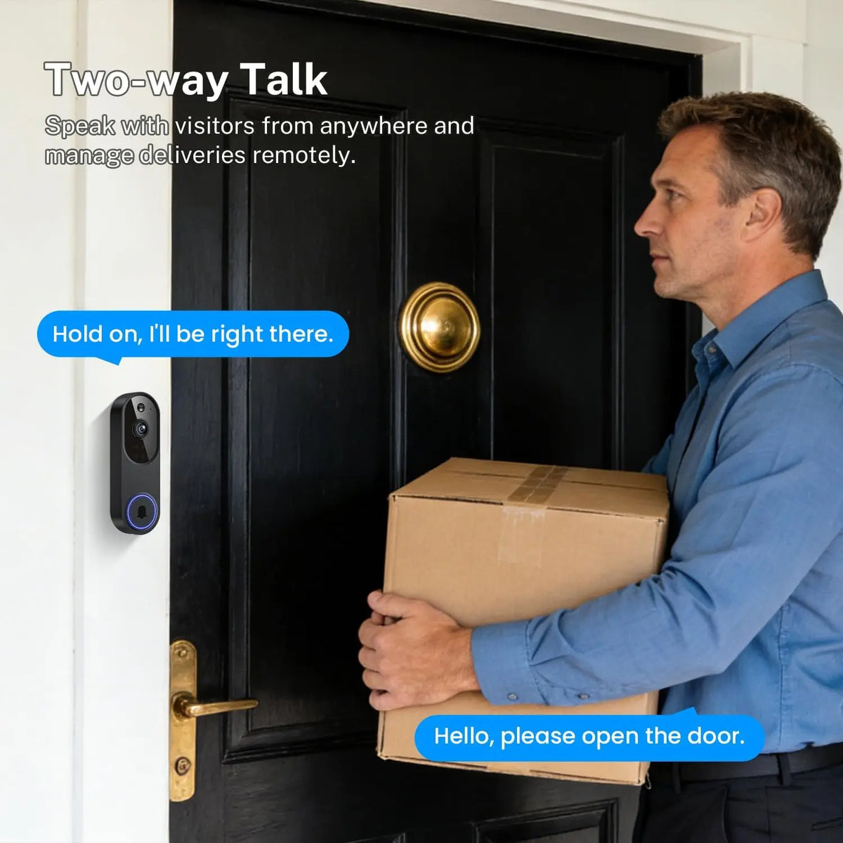 Wireless WiFi Video Doorbell With Two Way Audio AI Motion Night Vision
