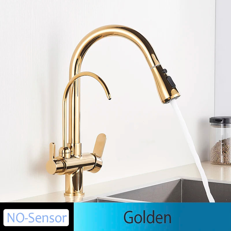 Onyzpily Kitchen Faucet No Sensor With Pull Out Spray Dual Handle