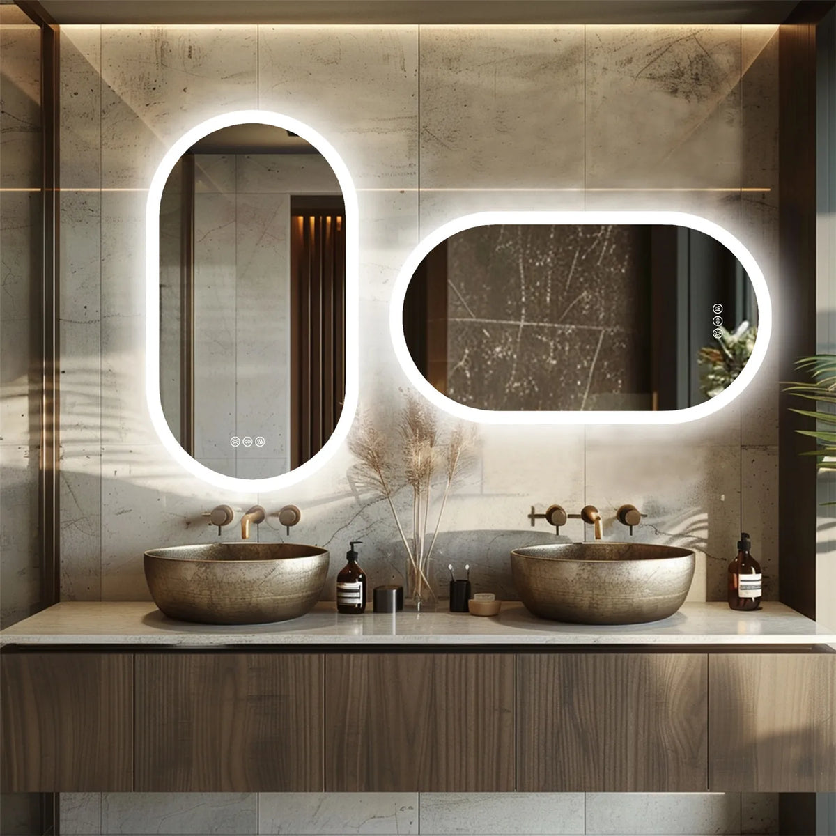 Wisfor Backlit Smart LED Bathroom Mirror Oval Anti-Fog Memory