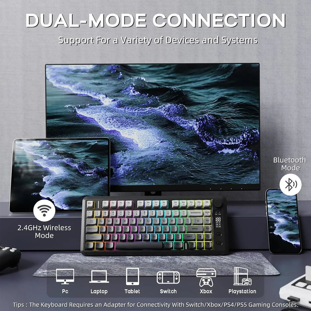 Attack Shark M75 Wireless Membrane Gaming Keyboard With Knob OLED