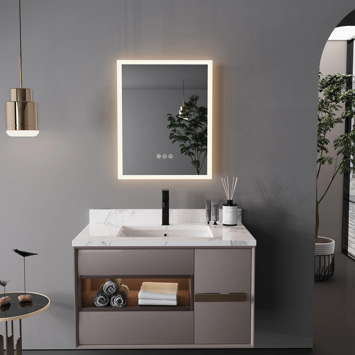 Wisfor LED Lighted Bathroom Mirror With Antifog Memory Function