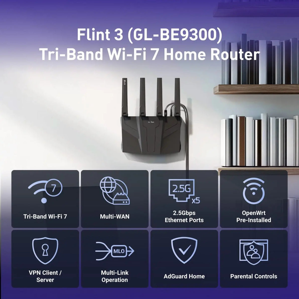 GL.iNet Flint 3 Tri-Band WiFi 7 Router With VPN 2.5G