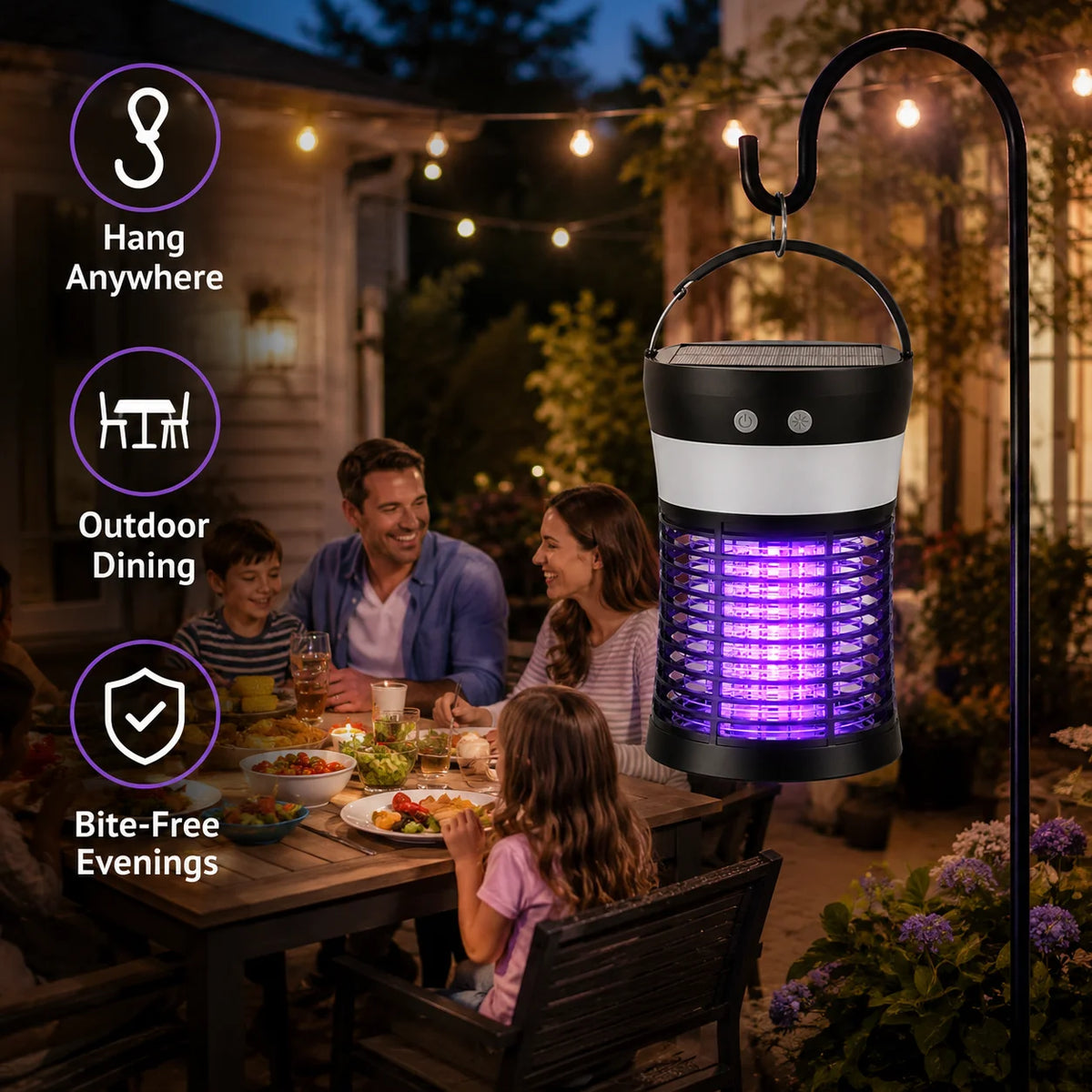 Bug Zapper Solar Mosquito Killer 3000V Rechargeable Indoor And Outdoor