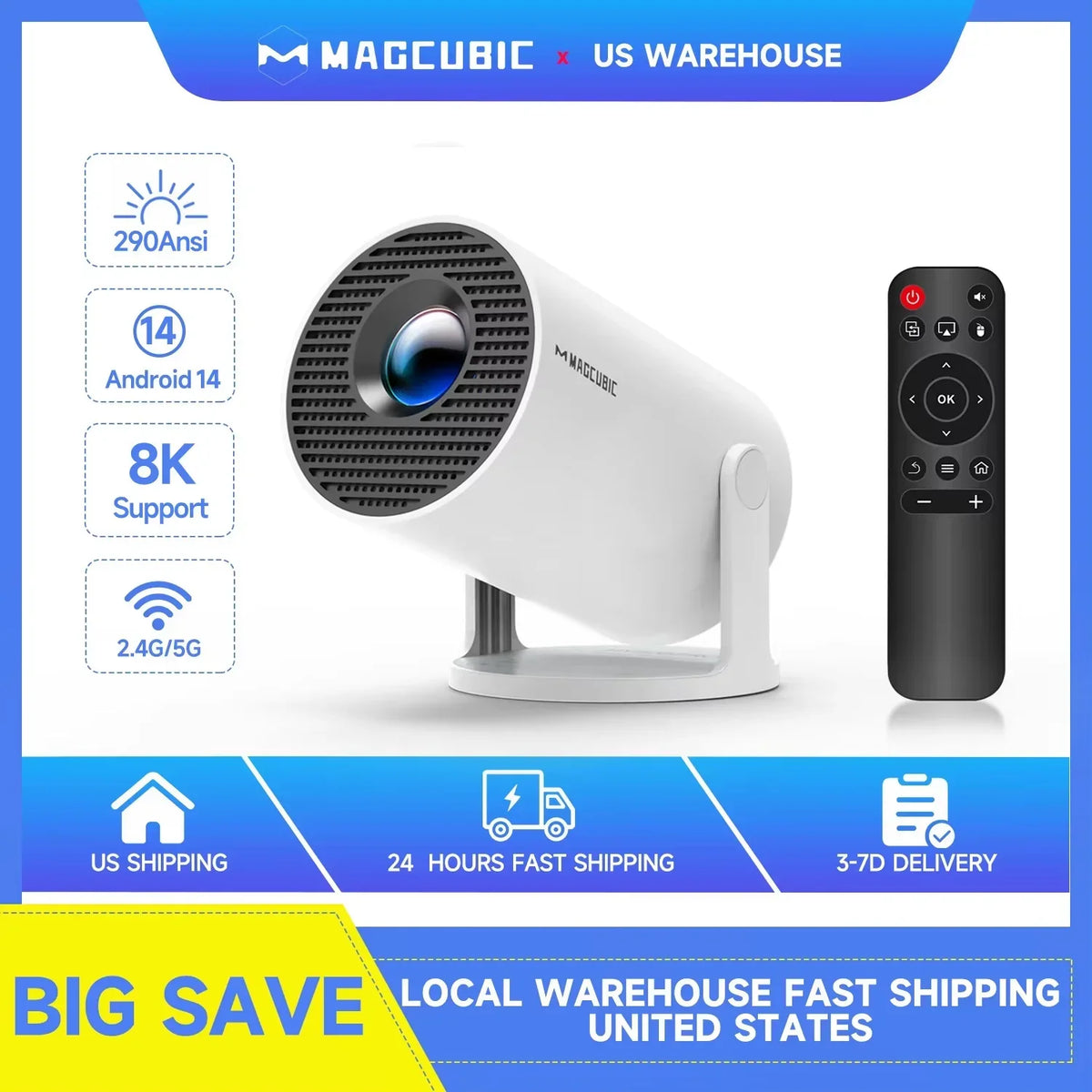Magcubic HY300 Pro Mini Portable Projector Native 720P 290 ANSI