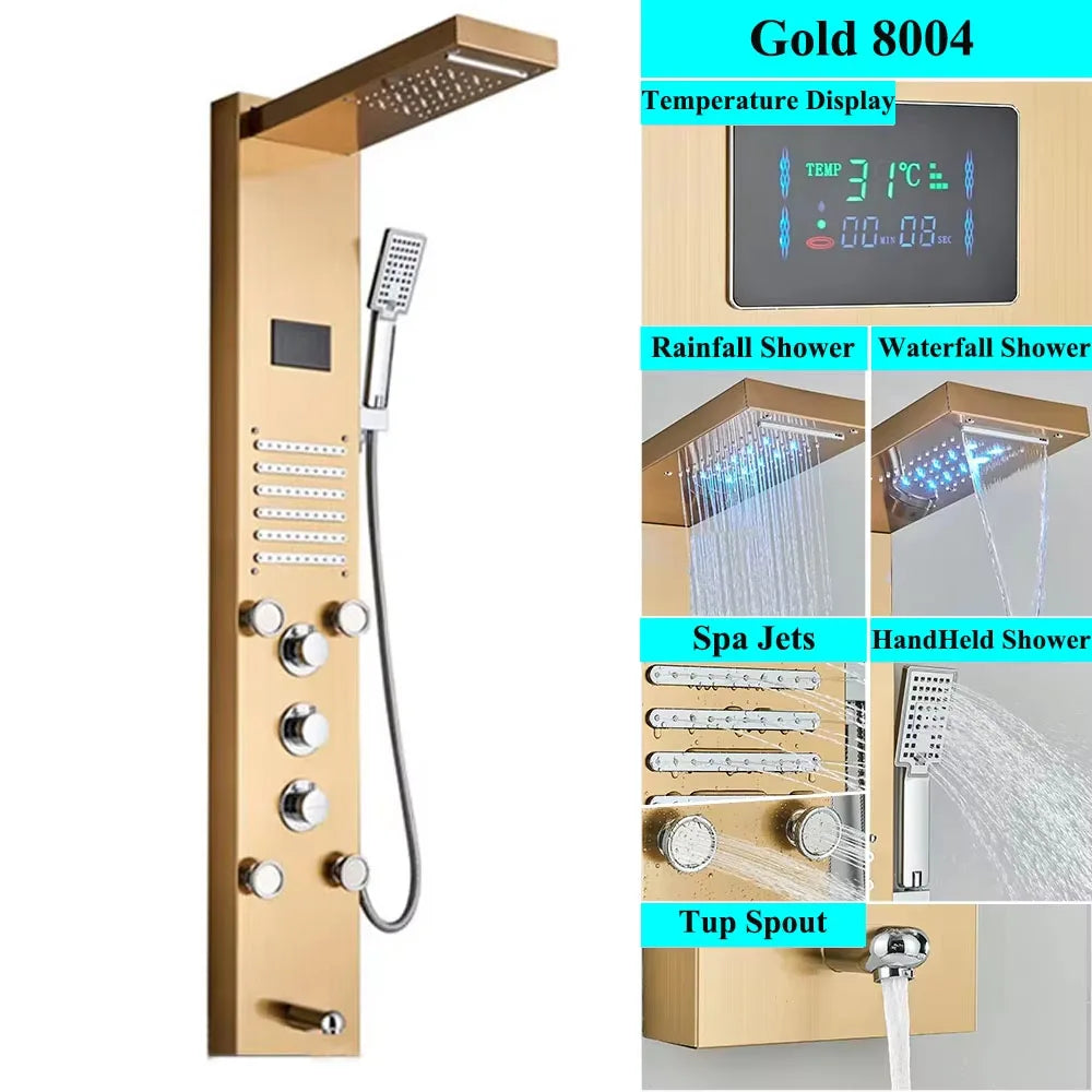 SHBSHAIMY Shower Panel Tower System Rainfall Spa Massage Temperature Screen