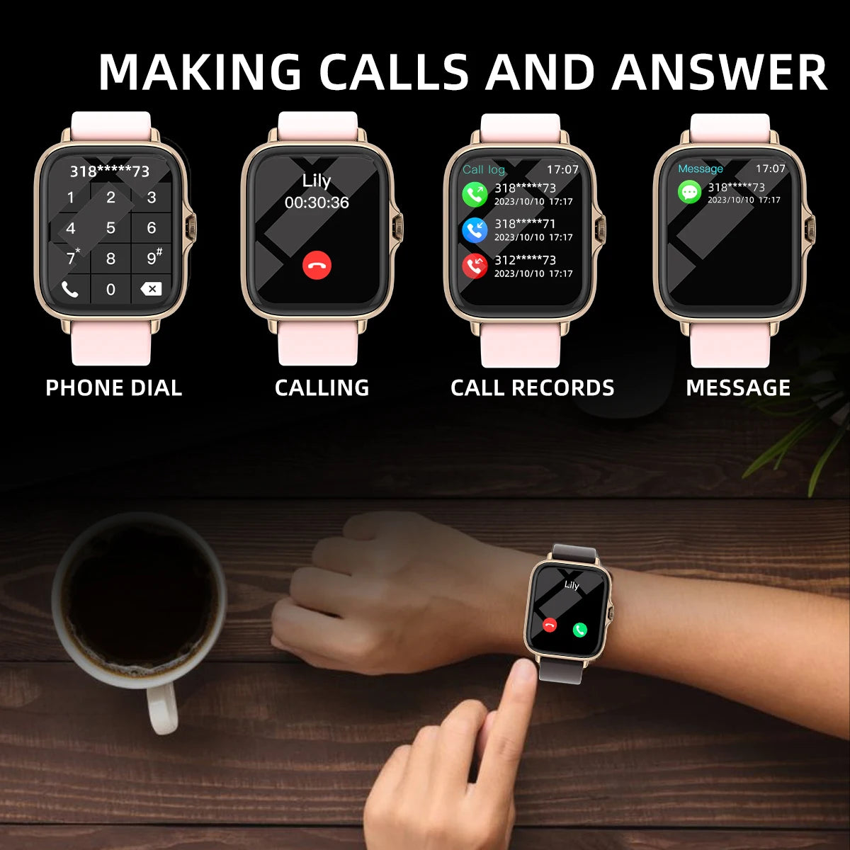 Smartwatch With Sleep Monitoring Pedometer And Alerts For iPhone Android