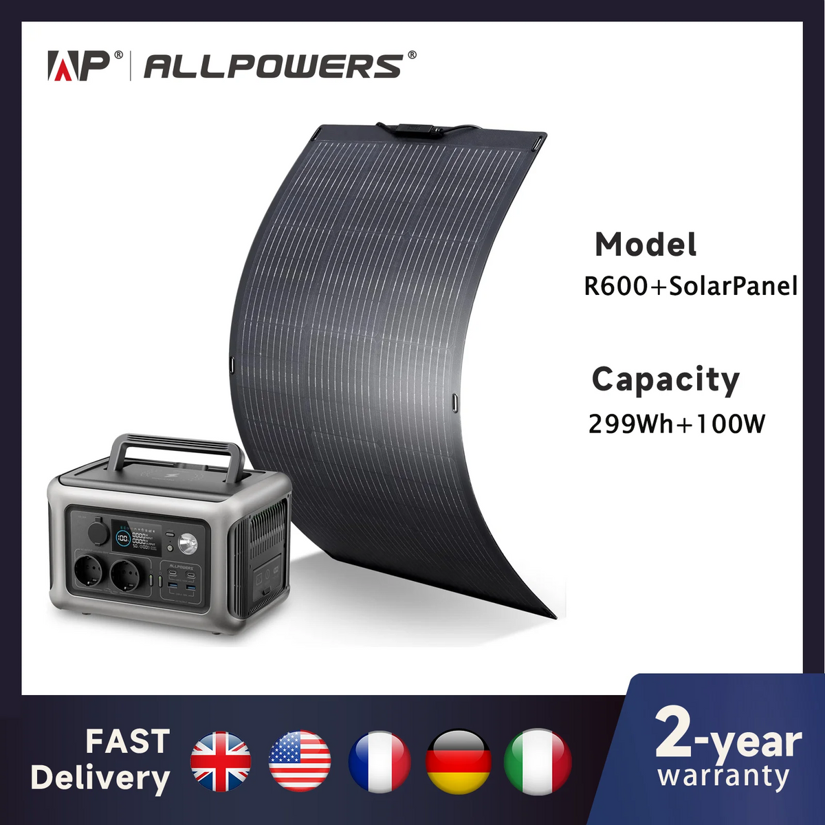 ALLPOWERS R600 Portable Power Station 299Wh 600W LiFePO4 Battery
