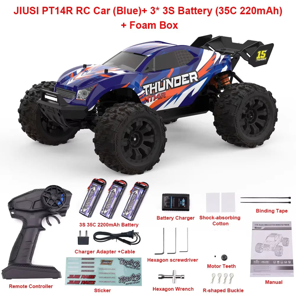 JIUSI Brushless MT14R RC Car 80kmh 4WD Racing Truck