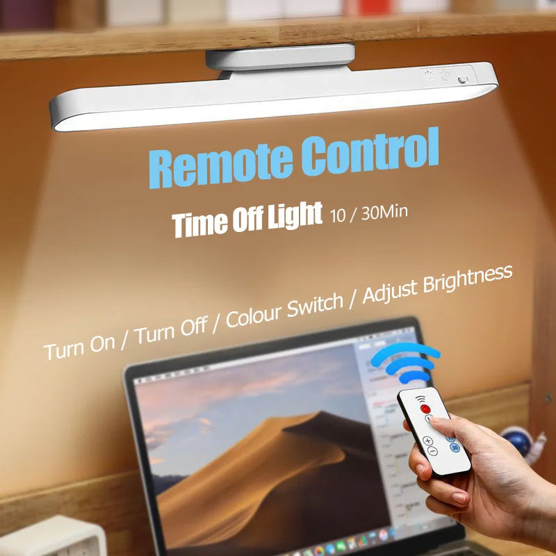 Remote LED Desk Lamp Magnetic Hanging Night Light USB Rechargeable Reading Light