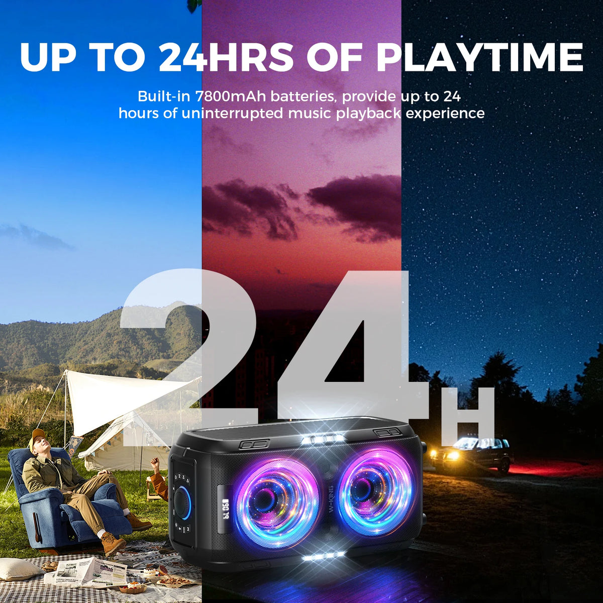 W-King 250W Peak Bluetooth Party Speaker V5.3 Loud 120dB