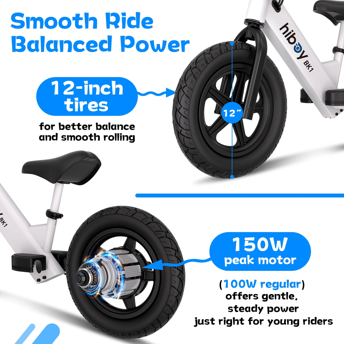 HIBOY BK1 Electric Balance Bike for Kids 3-5 Safe Durable