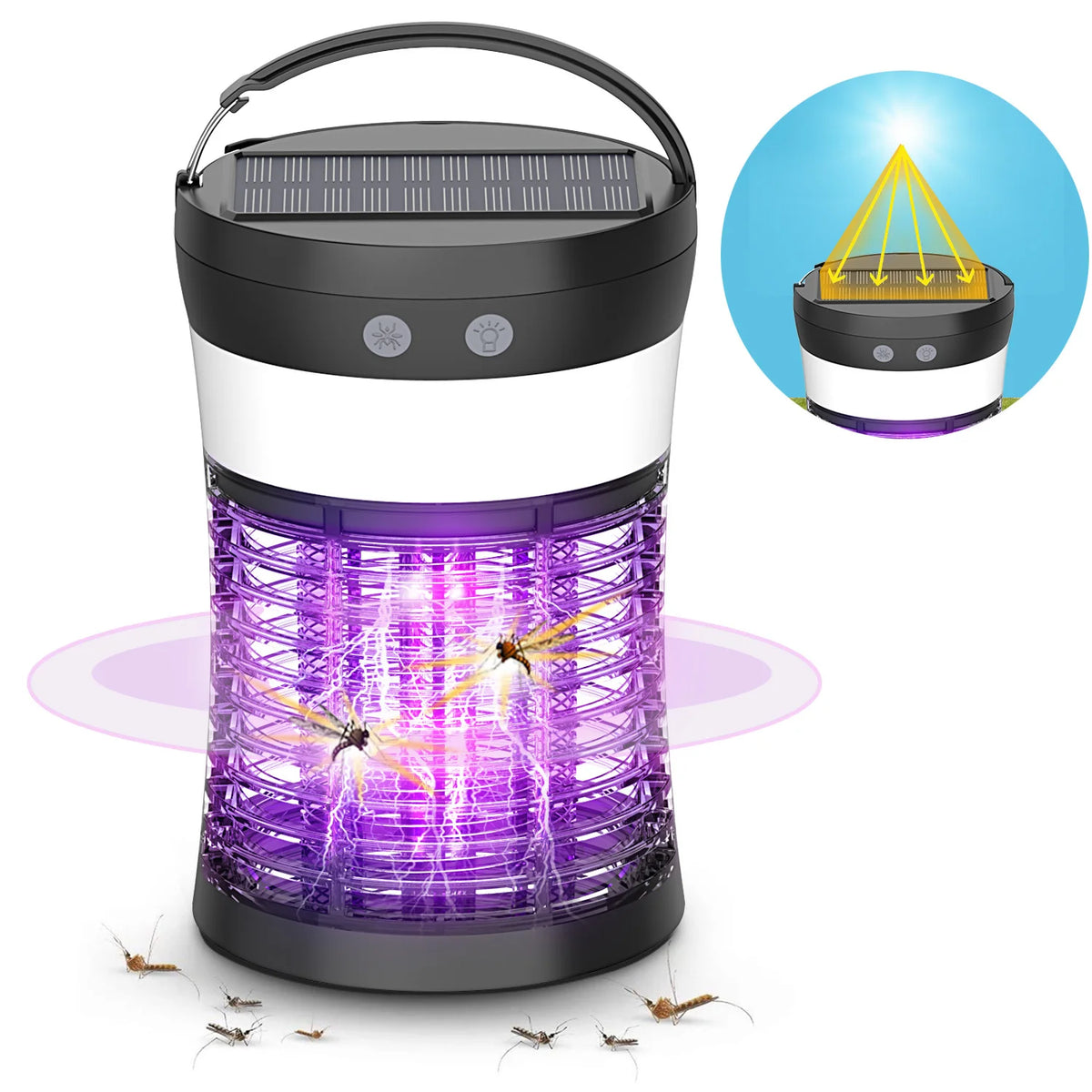 Bug Zapper Solar Mosquito Killer 3000V Rechargeable Indoor And Outdoor
