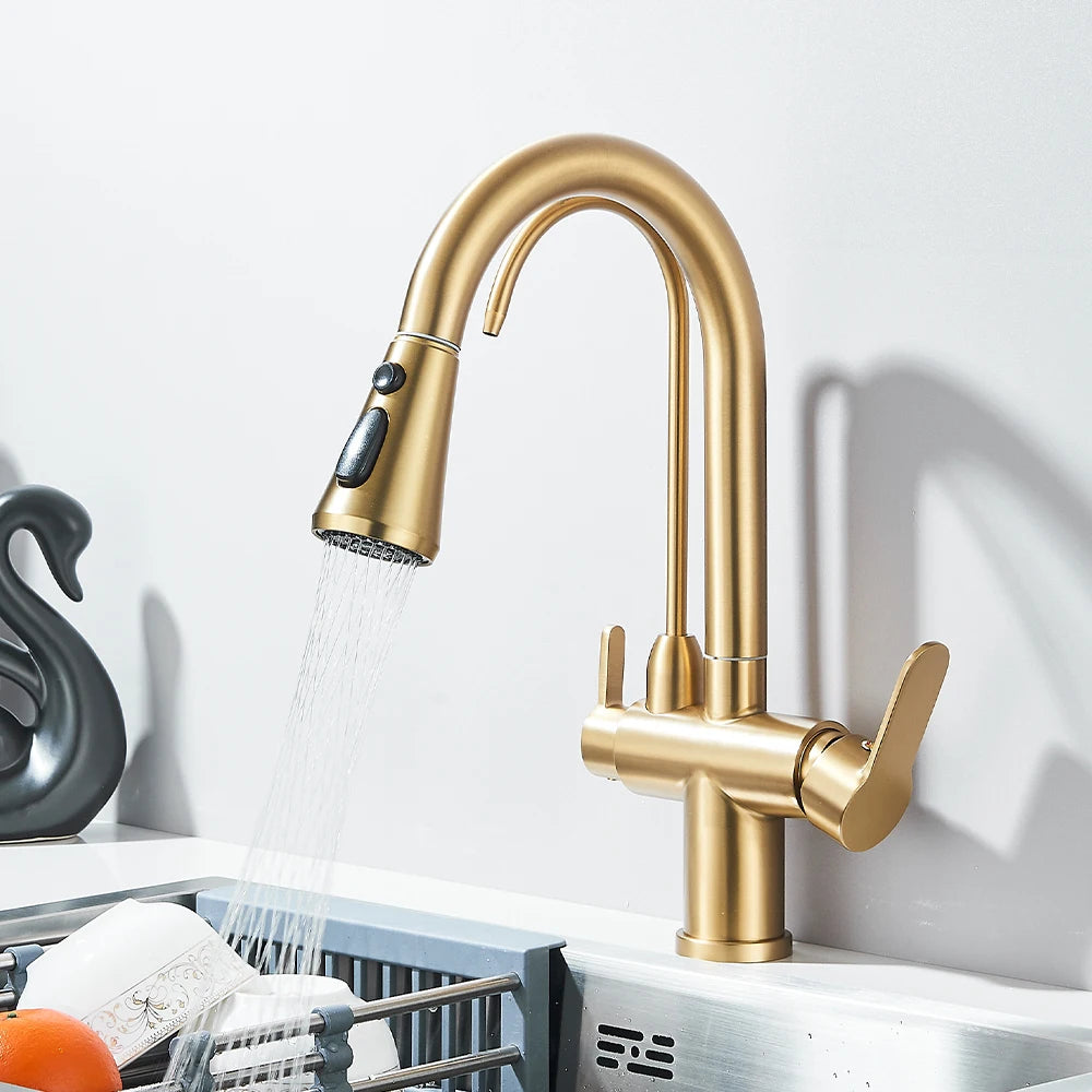 Onyzpily Kitchen Faucet No Sensor With Pull Out Spray Dual Handle