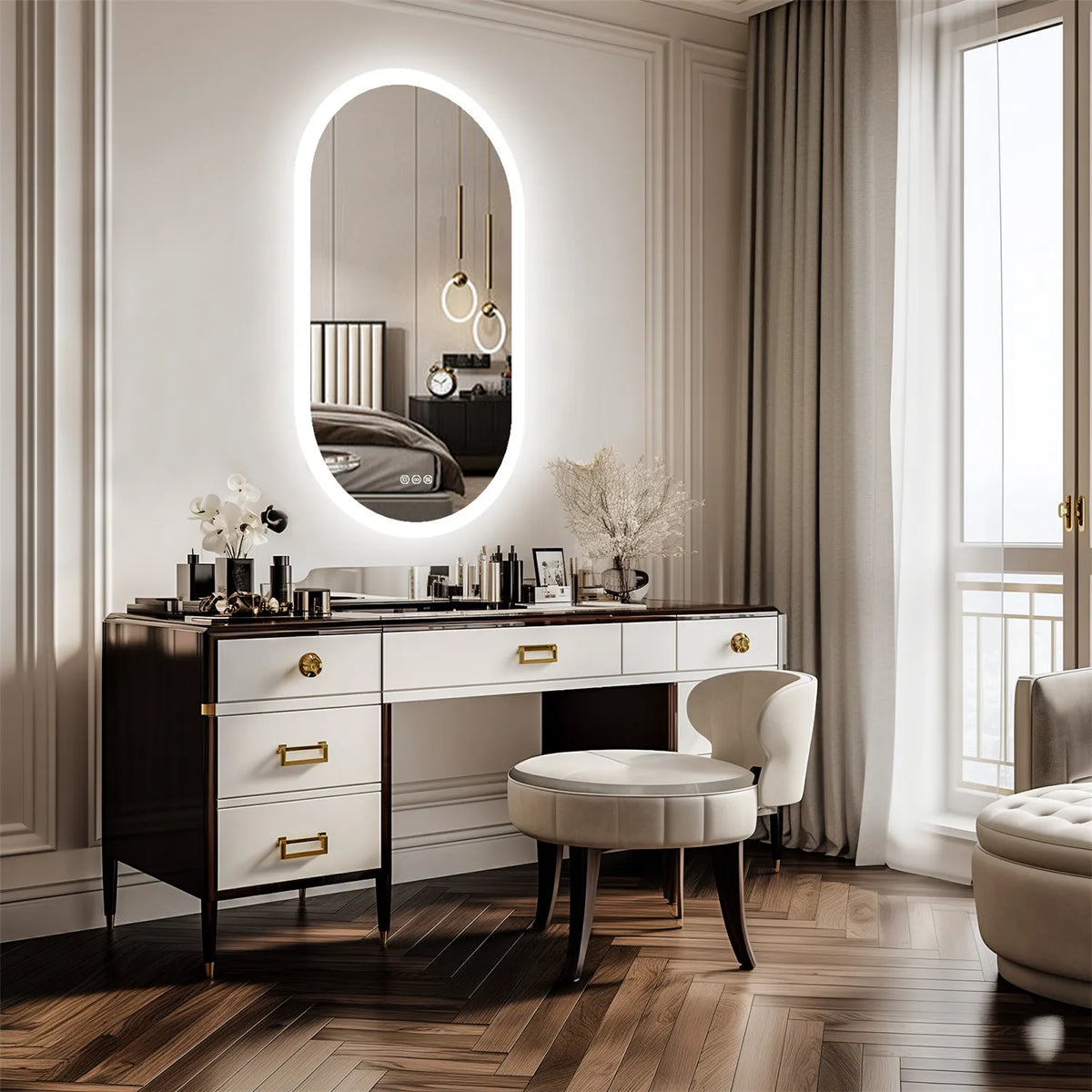 Wisfor Backlit Smart LED Bathroom Mirror Oval Anti-Fog Memory