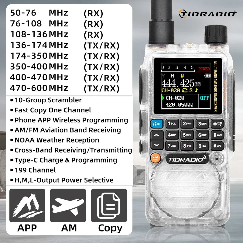 TIDRADIO H3 Walkie Talkie With App Wireless Programming USB C Cable