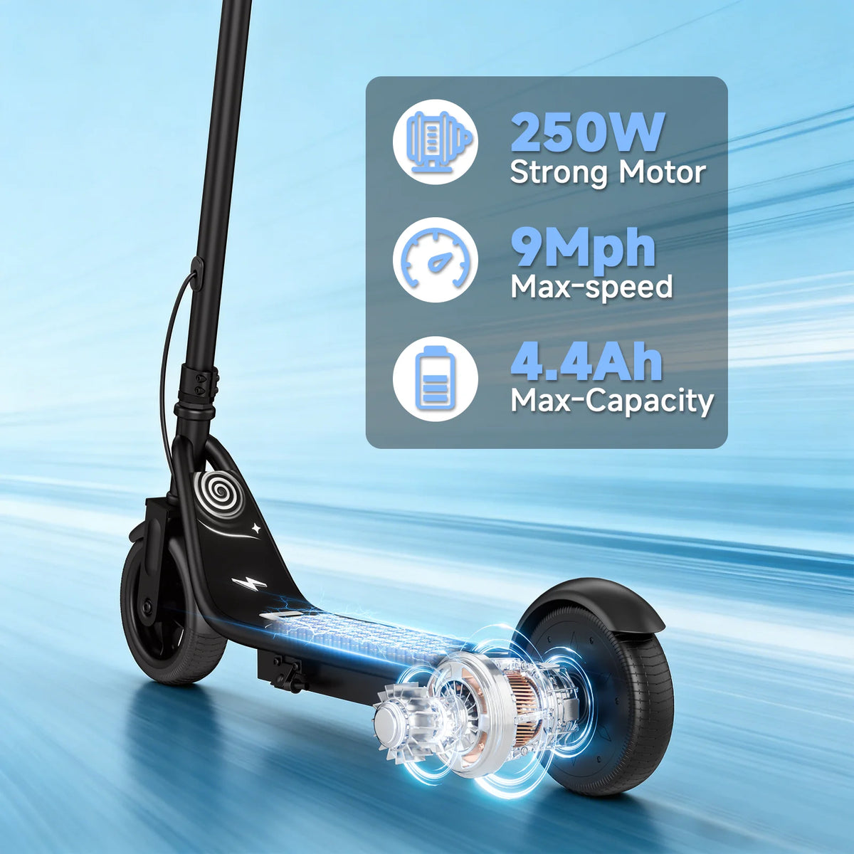 Ladped Electric Kids Scooter Three Speed 9 MPH 250W