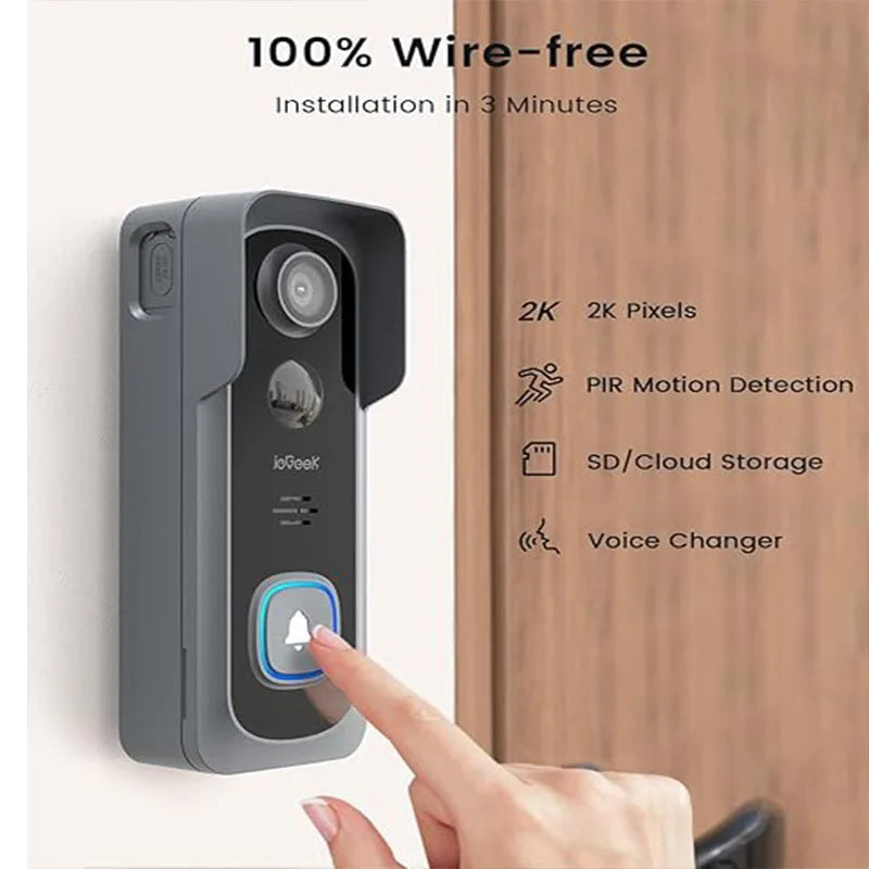ieGeeK 2K Wireless Video Doorbell With AI Motion Detection