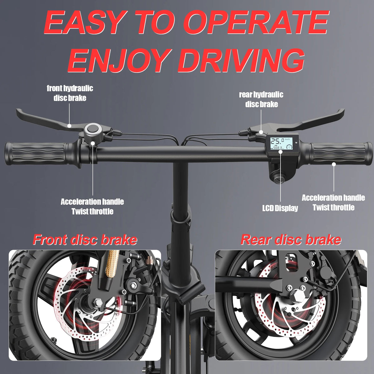UPlee GE5 Folding Electric Bike 48V 15Ah 30 Miles Range
