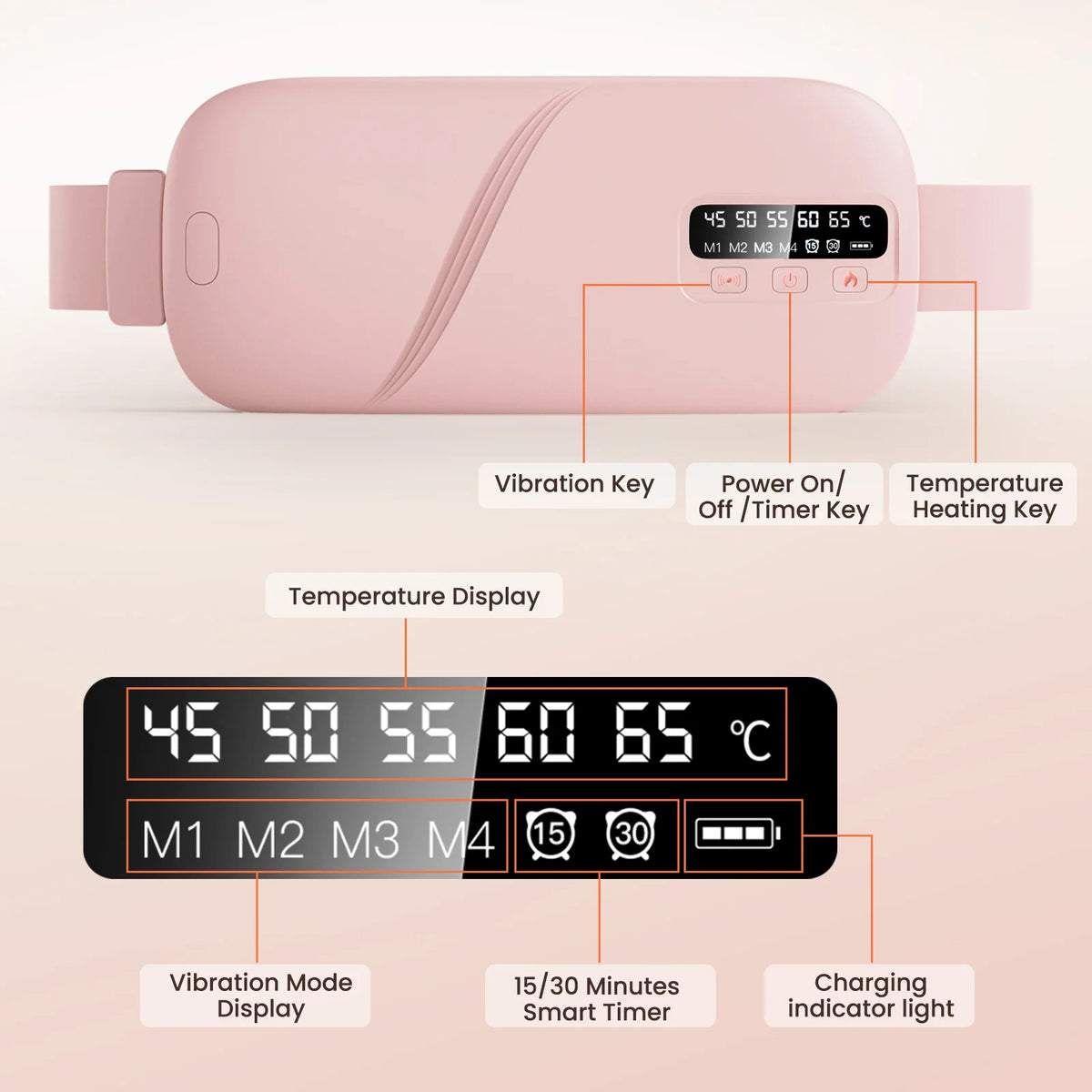 PASTSKY 5 Modes Heating Vibration Waist Massager Belt For Cramps