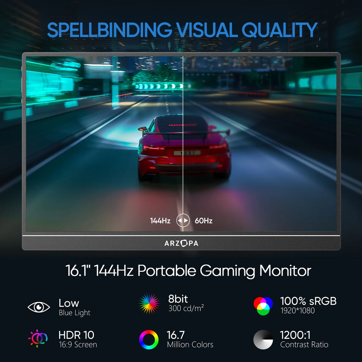 ARZOPA Portable Gaming Monitor 144Hz IPS FHD Second Screen
