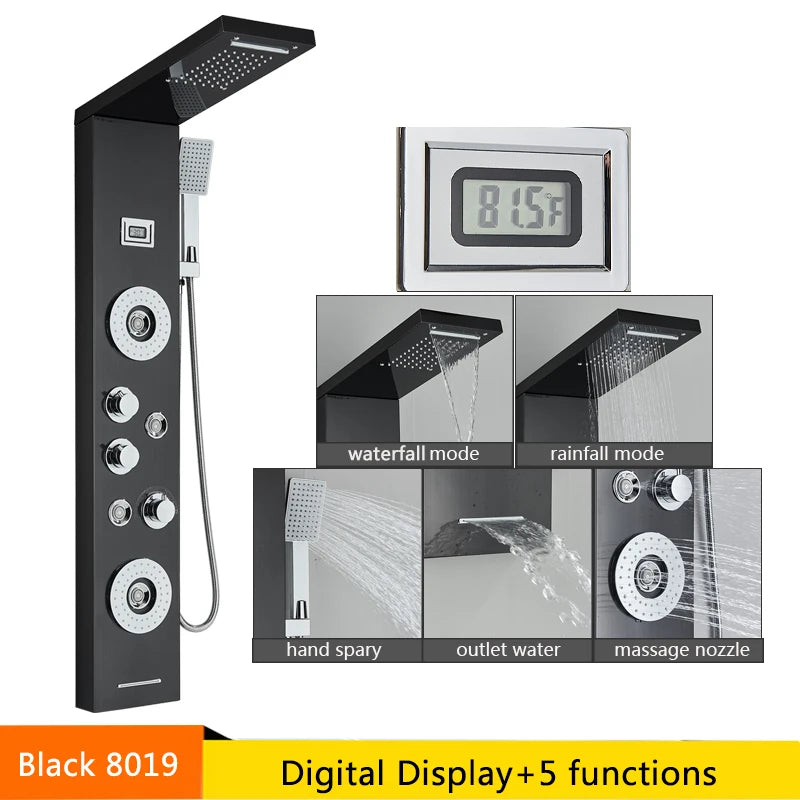 Senlesen LED Light Shower Panel Waterfall Rain Digital Display System